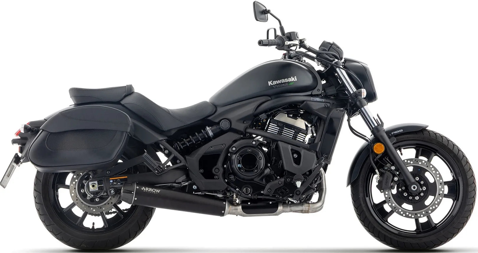 Complete Non-Catalytic Exhaust System With Sound Certification Rebel Black Stainless Steel Steel Black End Cap - Arrow Special Parts Compatible With Kawasaki Vulcan 650 S (2025-2026)
