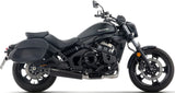 Complete Catalytic Exhaust System With Sound Certification Rebel Black Stainless Steel Carby End Cap - Arrow Special Parts Compatible With Kawasaki Vulcan 650 S (2025-2026)