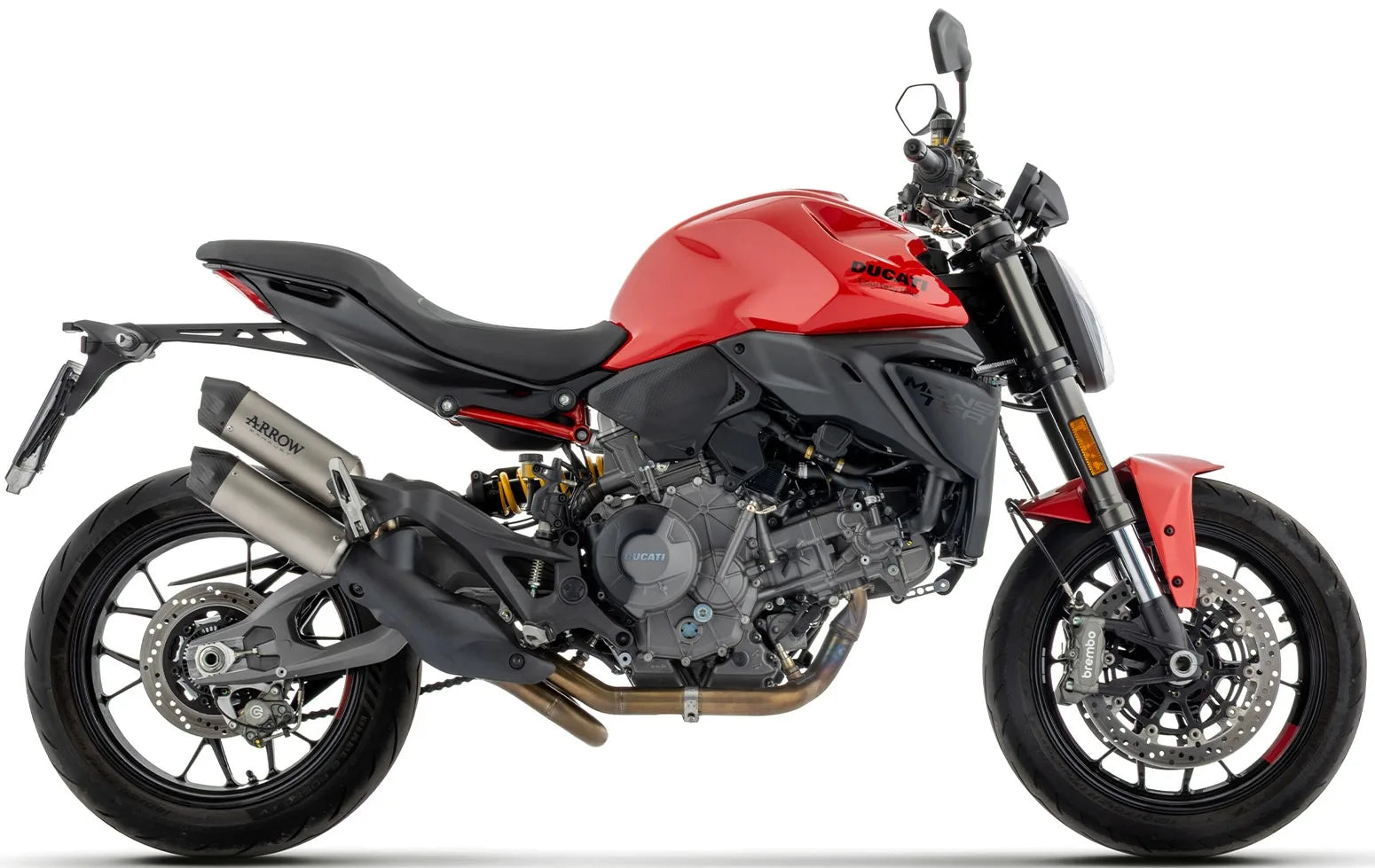 Uncatalysed Exhaust System Without Sound Certification Round Titanium Body And Carbon Cap - Arrow Special Parts Compatible With Ducati Monster 890 V2 (2026)