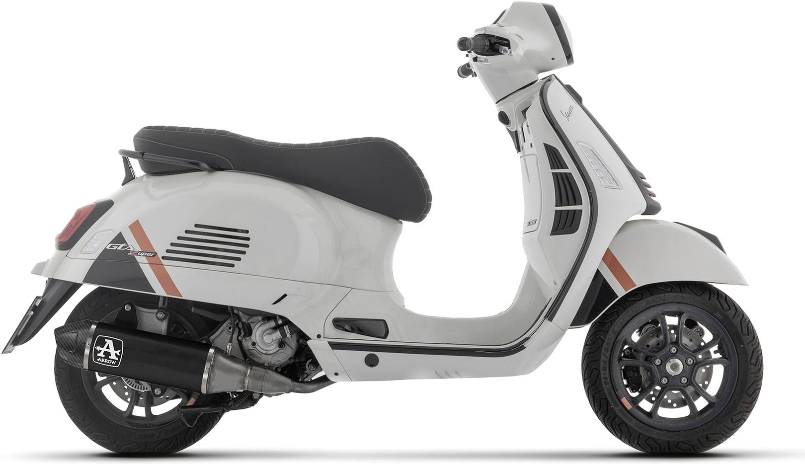 Complete Exhaust System Without Catalytic Converter And Without Sound Certification Urban Black Aluminium Carby End Cap - Arrow Special Parts Compatible With Piaggio Vespa Gts 310 (2025-2026)