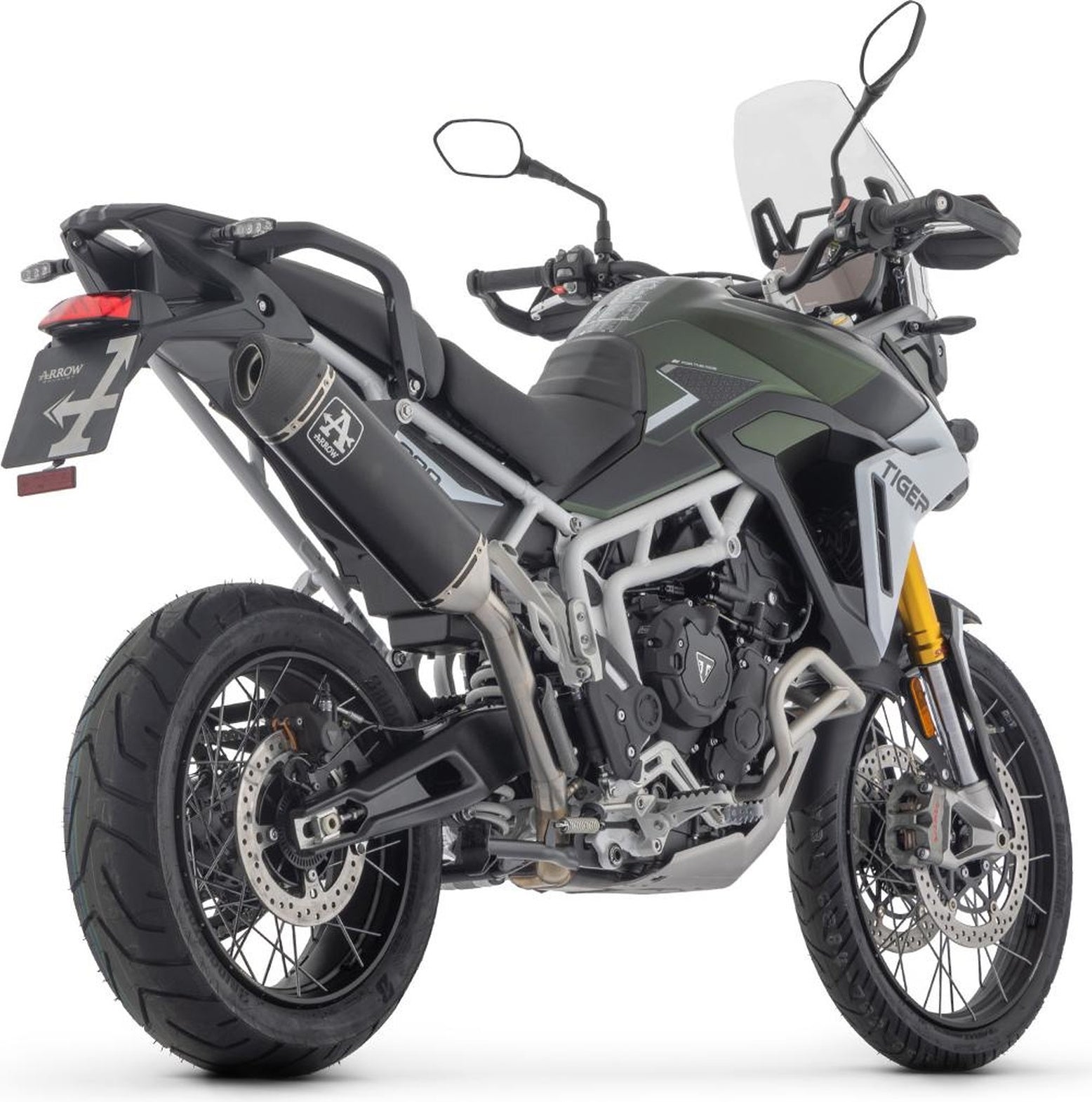 Exhaust Tip With Noise Certification Veloce Black Aluminium Carbon - Arrow Special Parts Compatible With Triumph Tiger 900 (2024-2026)