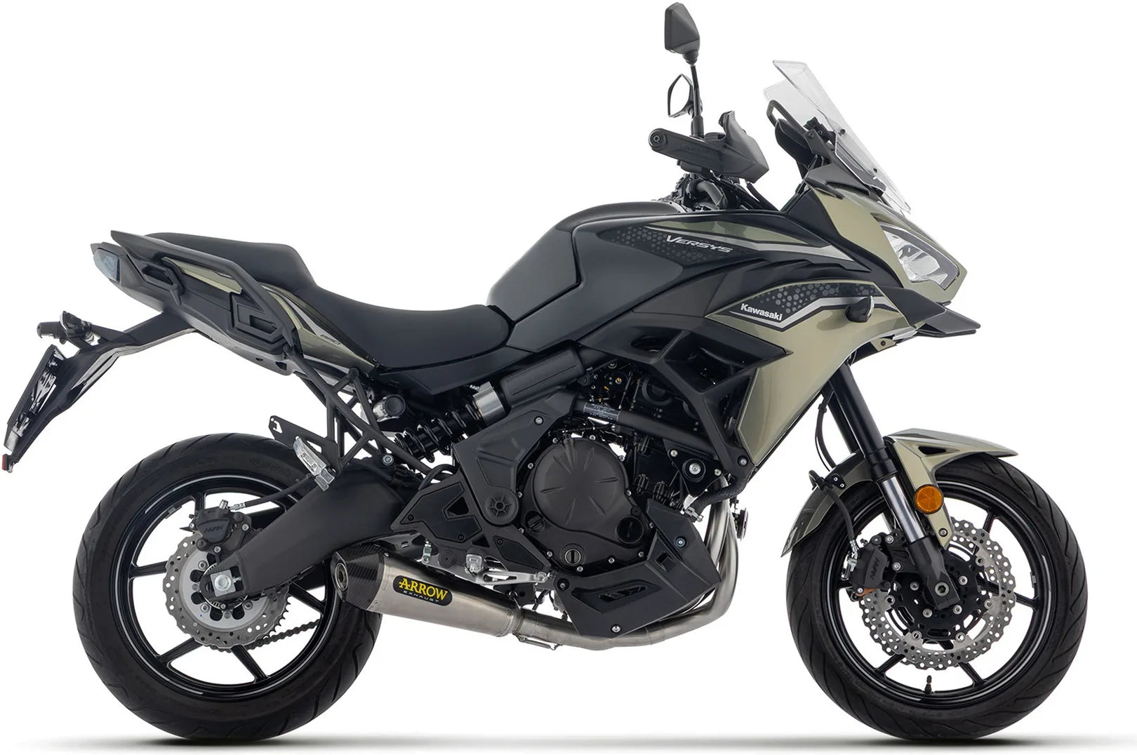 Complete Exhaust System Without Catalytic Converter And Without Sound Certification X-Kone Black Titanium Carby End Cap - Arrow Special Parts Compatible With Kawasaki Versys 650 (2025-2026)