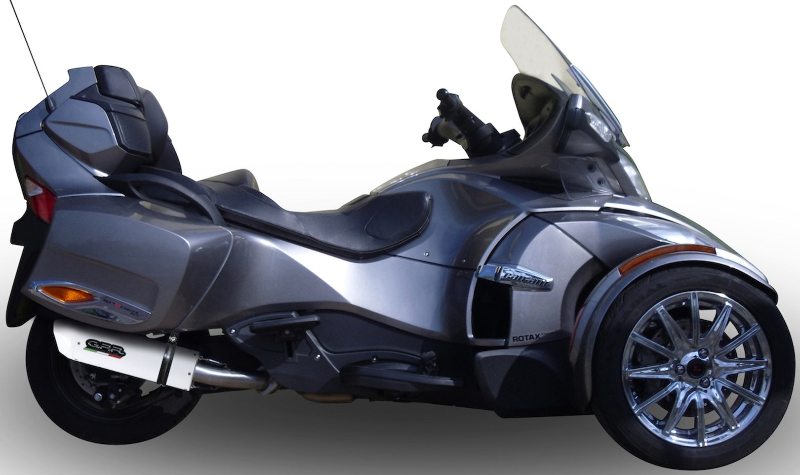 Exhaust Tip With Noise Certification Albus Ceramic White Aluminium - Gpr Compatible With Can Am Spyder 1000 Ie Rs (2010-2012)