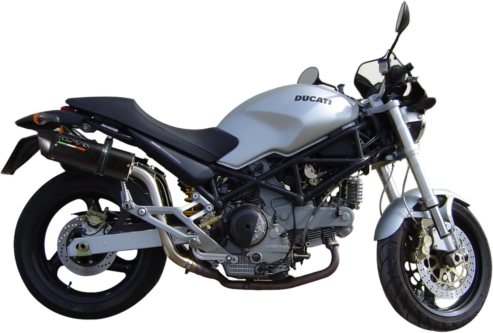 Dual Catalytic Exhaust Tips With Sound Certification Furore Aluminium Black - Gpr Compatible With Ducati Monster 1000 (2003-2005)