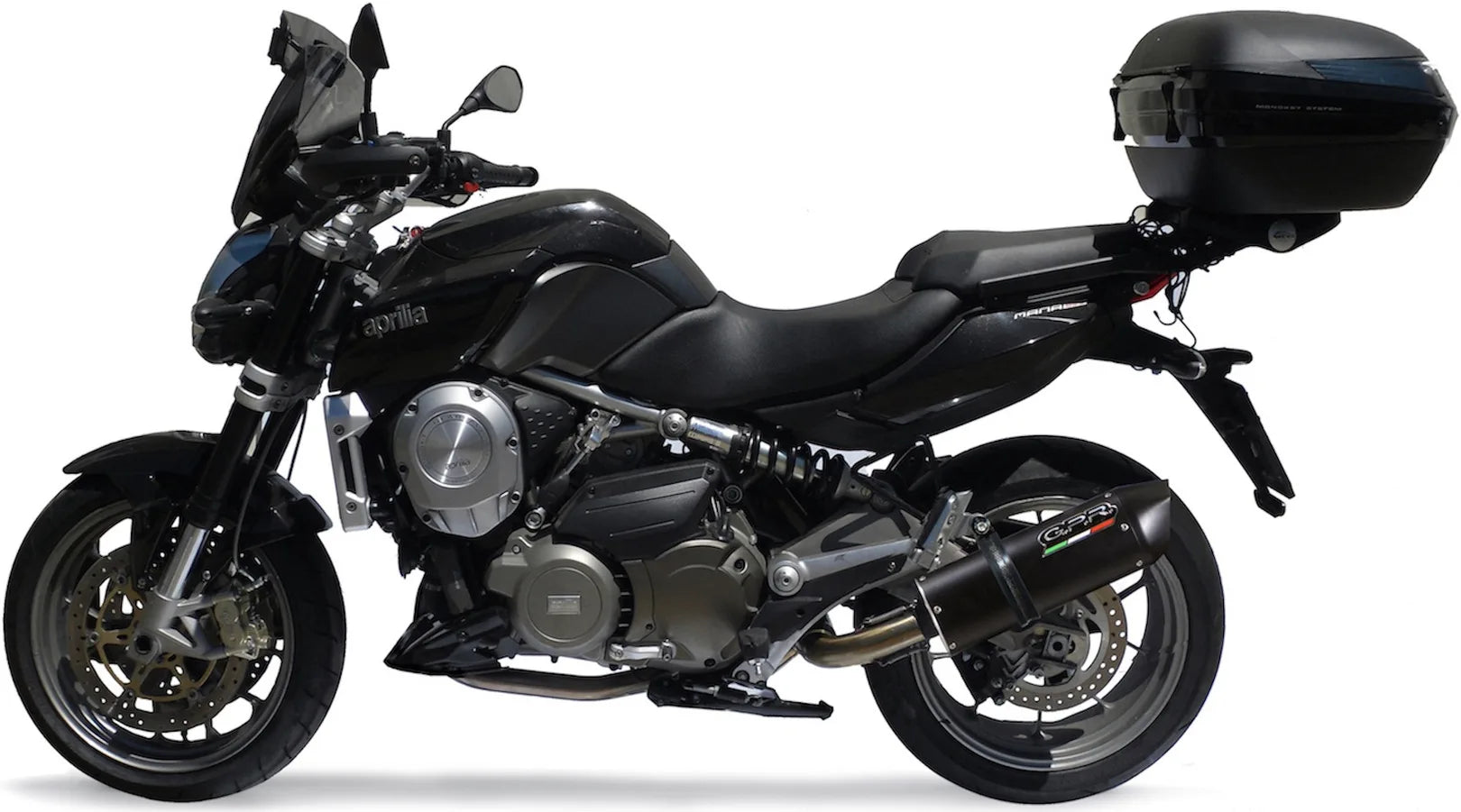 Catalytic Exhaust Tip With Sound Certification Furore Aluminium Black - Gpr Compatible With Aprilia Mana 850 Gt (2007-2016)