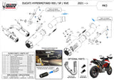 Dual Non-Catalytic Exhaust System With Sound Certification Mk3 Carbon - Mivv Compatible With Ducati Hypermotard 950 - Sp - Rve (2021-2024)