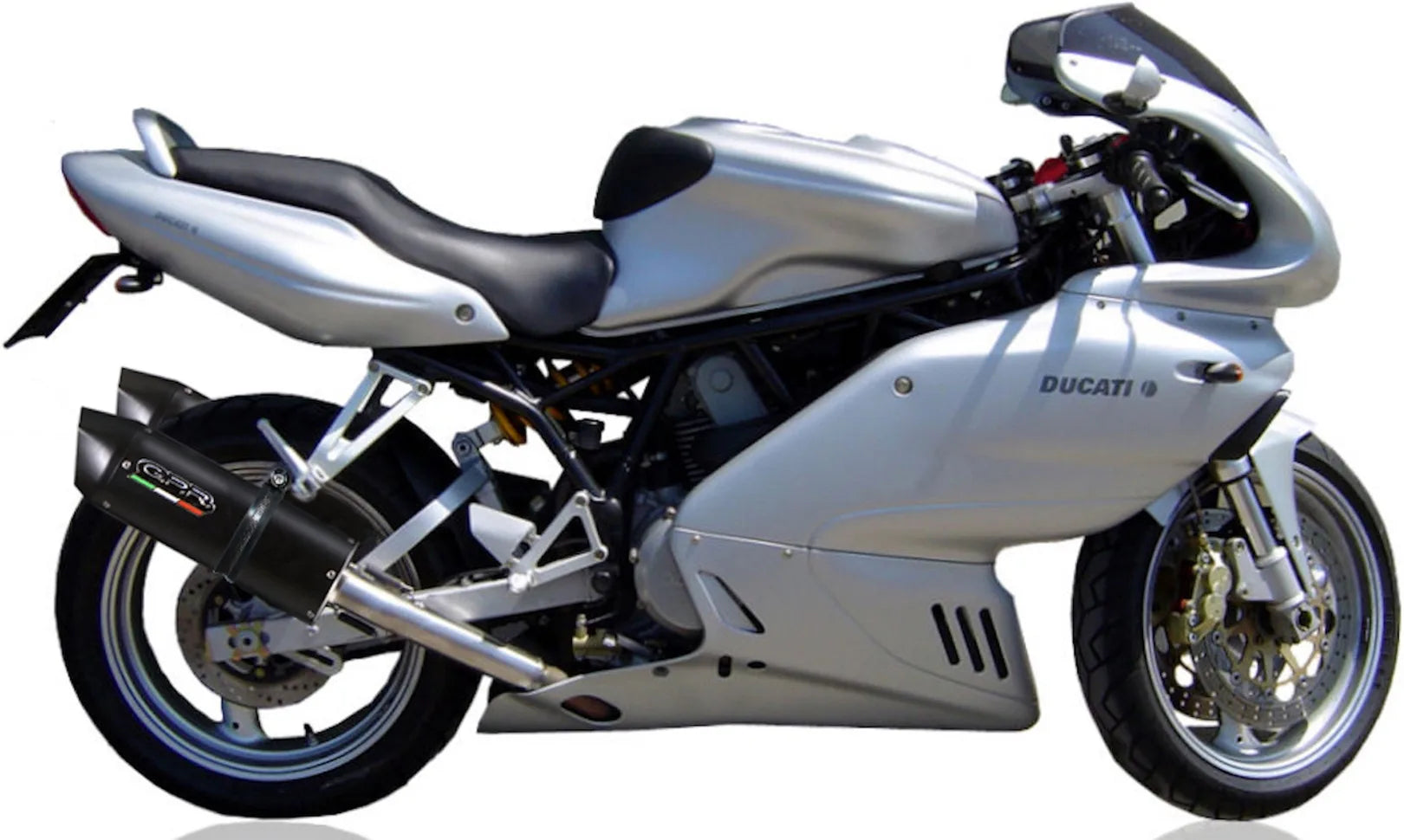 Dual Exhaust System With Sound Certification Furore Aluminium Black - Gpr Compatible With Ducati Super Sport 800 S (2002-2007)