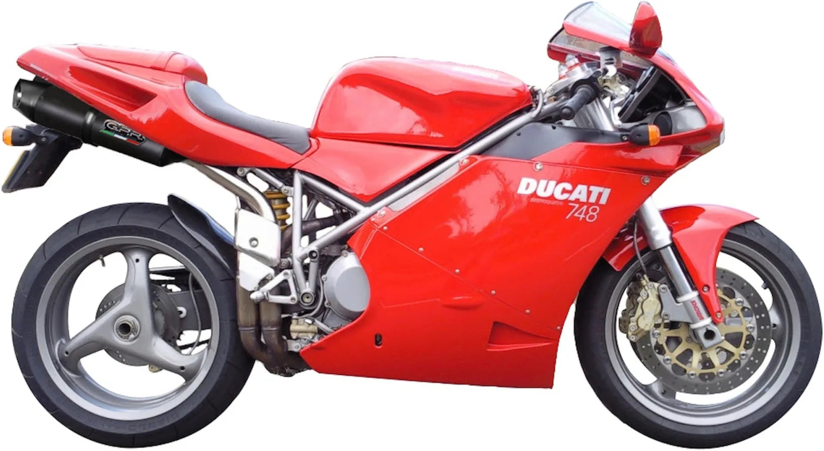 Dual Exhaust System With Sound Certification Furore Aluminium Black - Gpr Compatible With Ducati 748 - S - Sp - Sps - R - Rs (1995-2002)