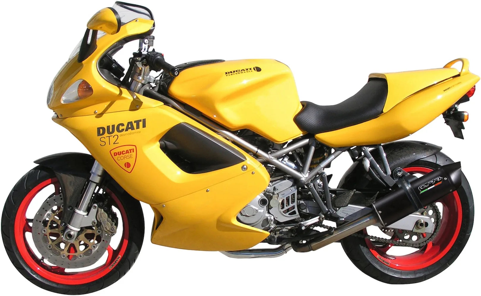 Dual Exhaust System With Sound Certification Furore Aluminium Black - Gpr Compatible With Ducati St3 (2004-2007)