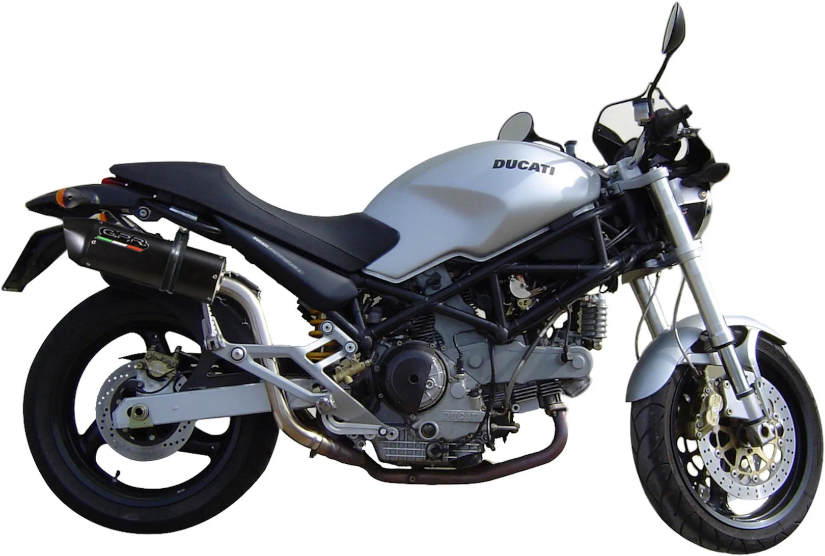 Dual Exhaust System With Sound Certification Furore Aluminium Black - Gpr Compatible With Ducati Monster 750 (2001-2003)