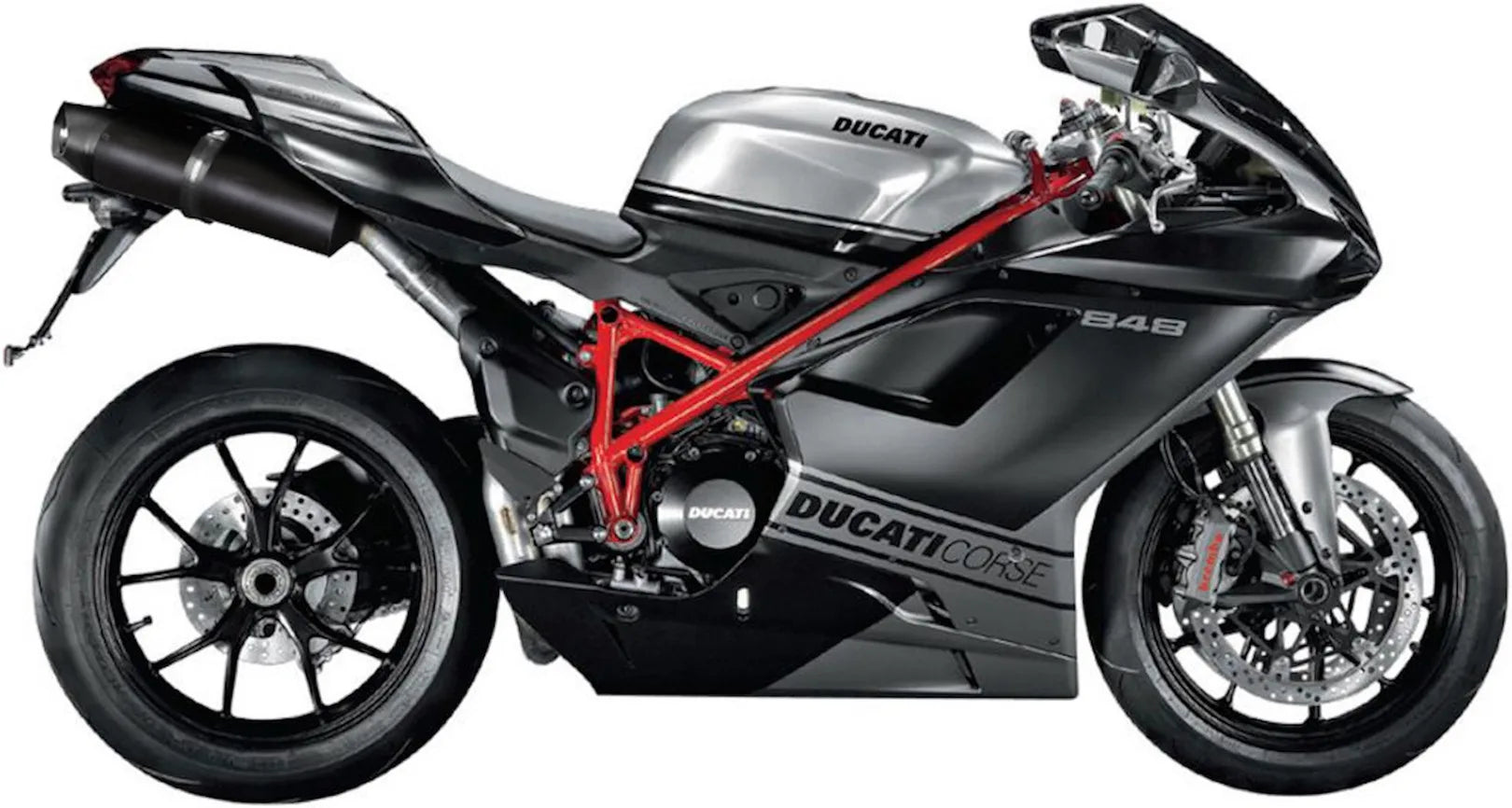 Dual Catalytic Exhaust Tips With Sound Certification Furore Aluminium Black - Gpr Compatible With Ducati 848 (2007-2013)