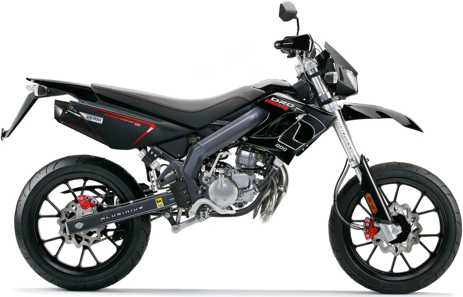 Complete Catalytic Exhaust System With Sound Certification Furore Aluminium Black - Gpr Compatible With Derbi Senda Drd 125 R - Sm (2009-2013)