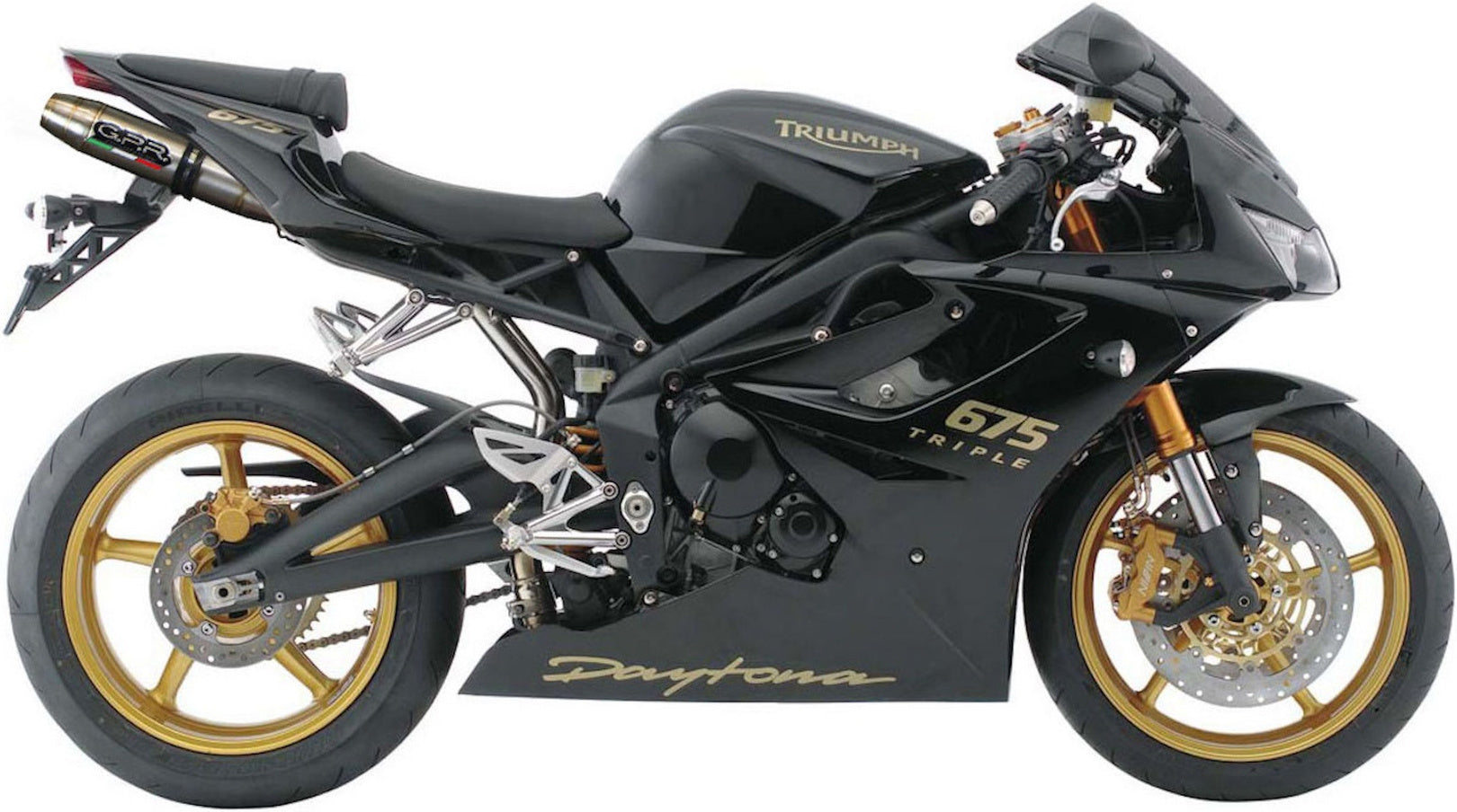 Exhaust Tip With Noise Certification Deeptone Stainless Steel - Gpr Compatible With Triumph Daytona 675 (2006-2008)