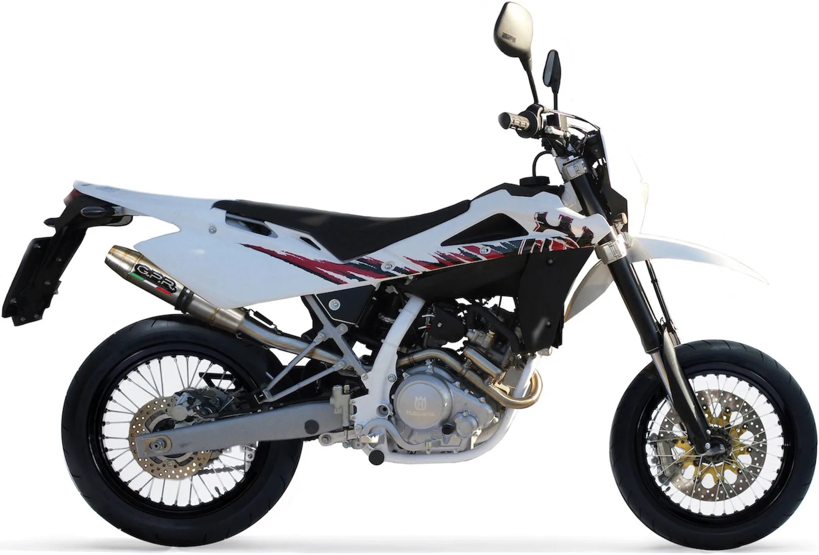 Complete Non-Catalytic Exhaust System With Sound Certification Deeptone Stainless Steel - Gpr Compatible With Husqvarna Smr 125 4T (2010-2013)