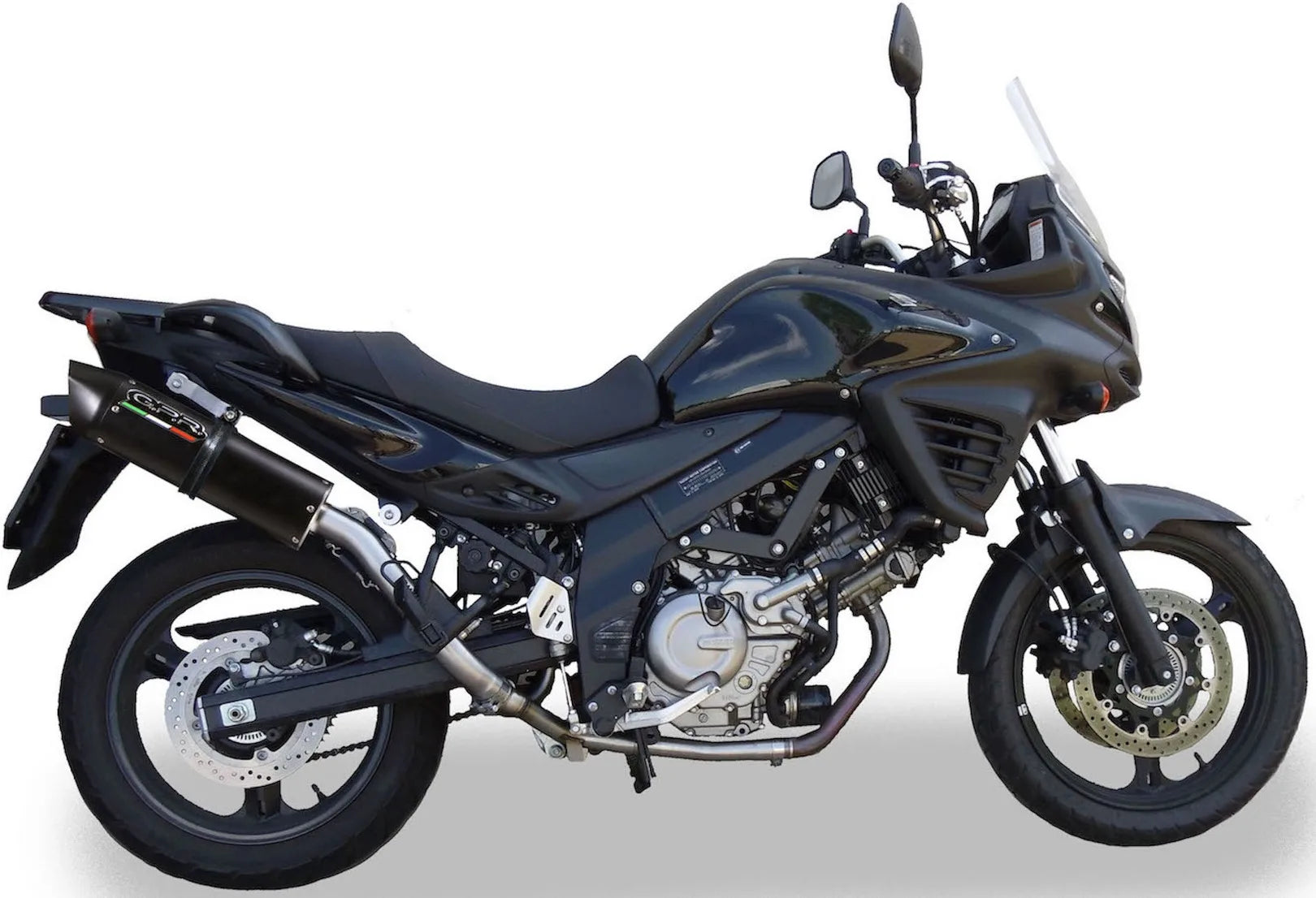 Catalytic Exhaust Tip With Sound Certification Furore Aluminium Black - Gpr Compatible With Suzuki V-Strom Dl 650 (2012-2016)