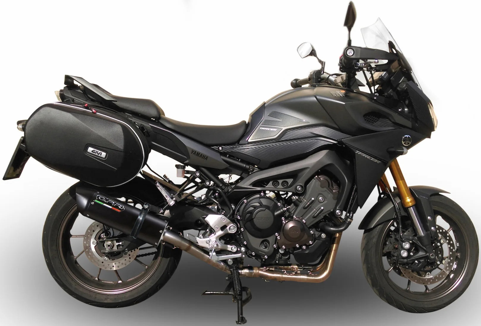 Complete Non-Catalytic Exhaust System With Sound Certification Furore Aluminium Black - Gpr Compatible With Yamaha Tracer Fj-09 Tr (2015-2016)