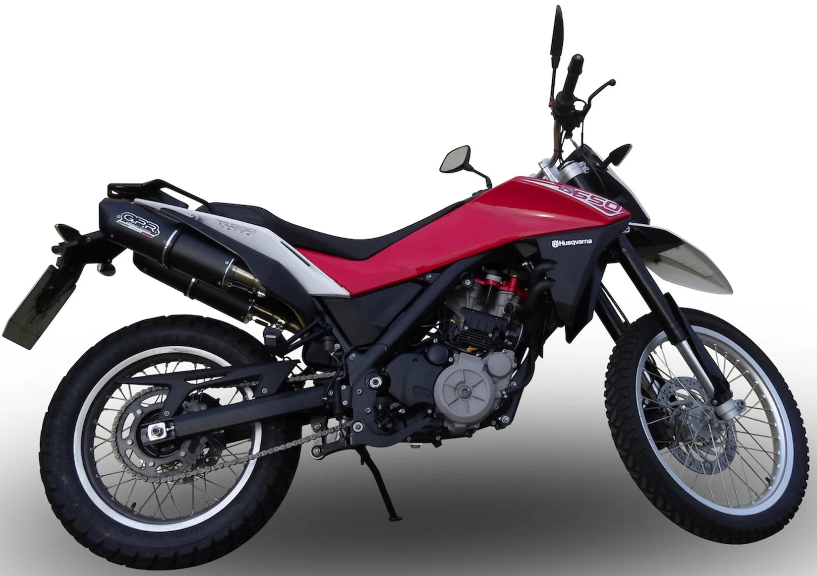 Complete Catalytic Exhaust System With Sound Certification Furore Aluminium Black - Gpr Compatible With Husqvarna Tr 650 Terra - Strada (2013-2015)