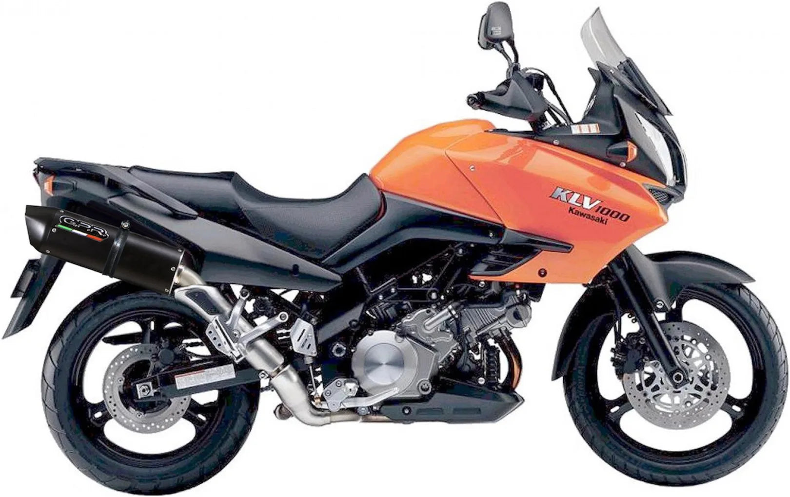 Dual Exhaust System With Sound Certification Furore Aluminium Black - Gpr Compatible With Kawasaki Klv 1000 (2004-2007)