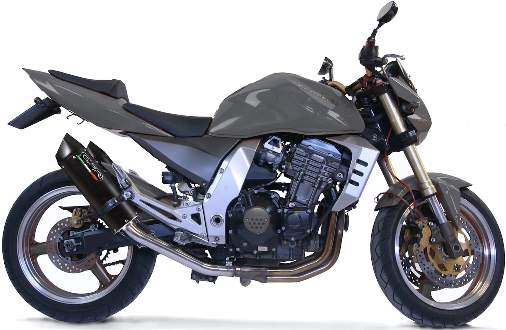 Dual Catalytic Exhaust Tips With Sound Certification Furore Aluminium Black - Gpr Compatible With Kawasaki Z 1000 (2003-2006)