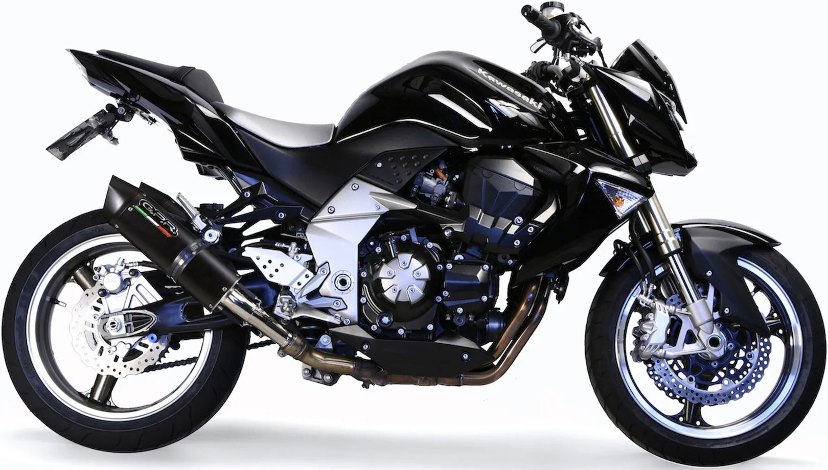 Dual Catalytic Exhaust Tips With Sound Certification Furore Aluminium Black - Gpr Compatible With Kawasaki Z 1000 (2007-2009)