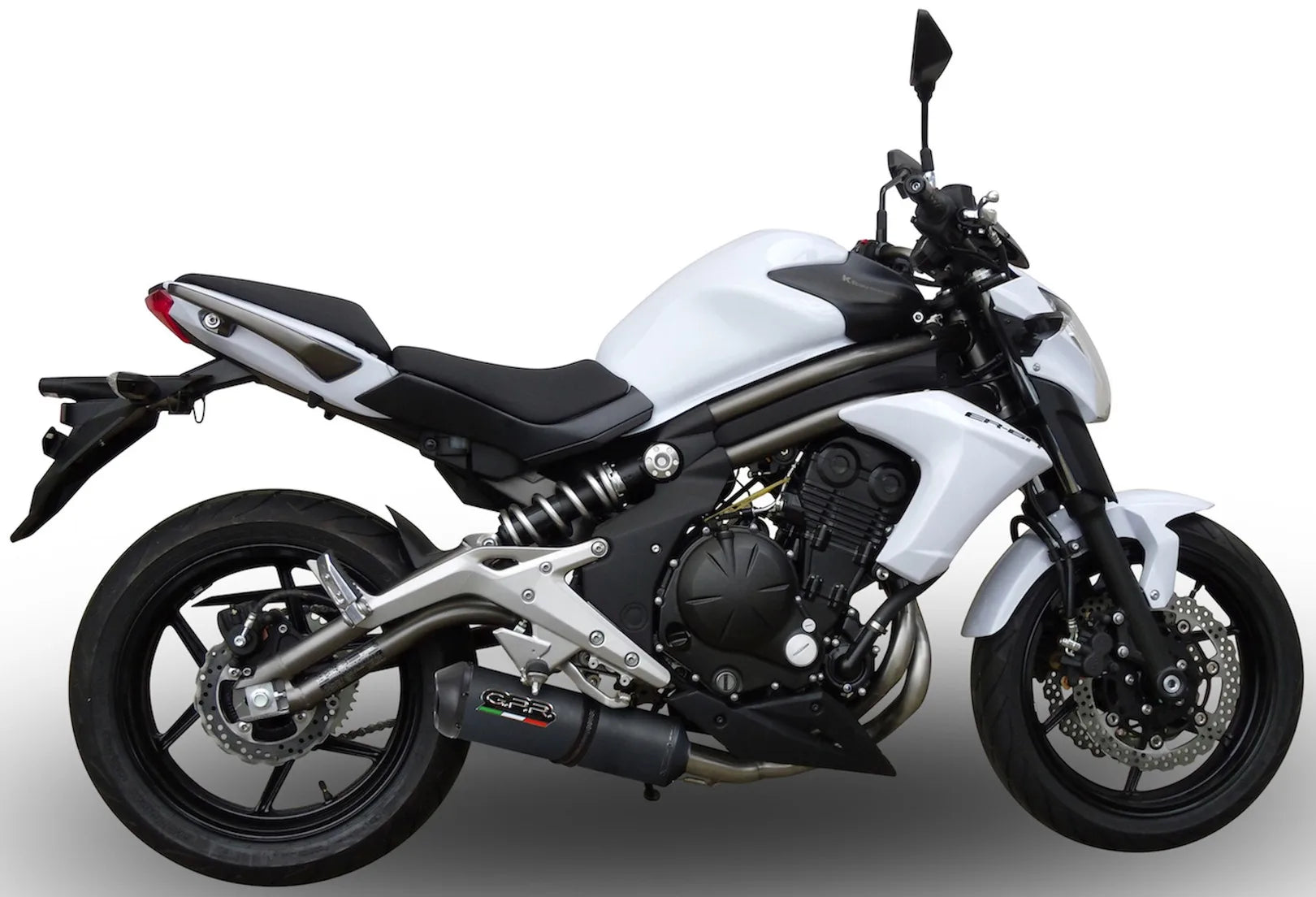 Catalytic Exhaust Tip With Sound Certification Ghisa Black Stainless Steel - Gpr Compatible With Kawasaki Er-6 F (2005-2011)