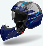 Urban Motorcycle Helmet Airoh J 110 - J1S18 Composite Carbon Gloss Blue Slim Size L
