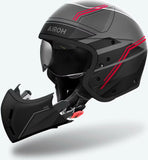 Urban Motorcycle Helmet Airoh J 110 - J1S55 Composite Carbon Matte Red Slim Size L