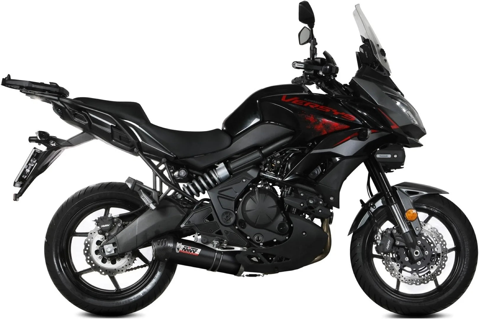 Complete Catalytic Exhaust System With Sound Certification Oval Steel Black Carbon - Mivv Compatible With Kawasaki Versys 650 (2021-2023)