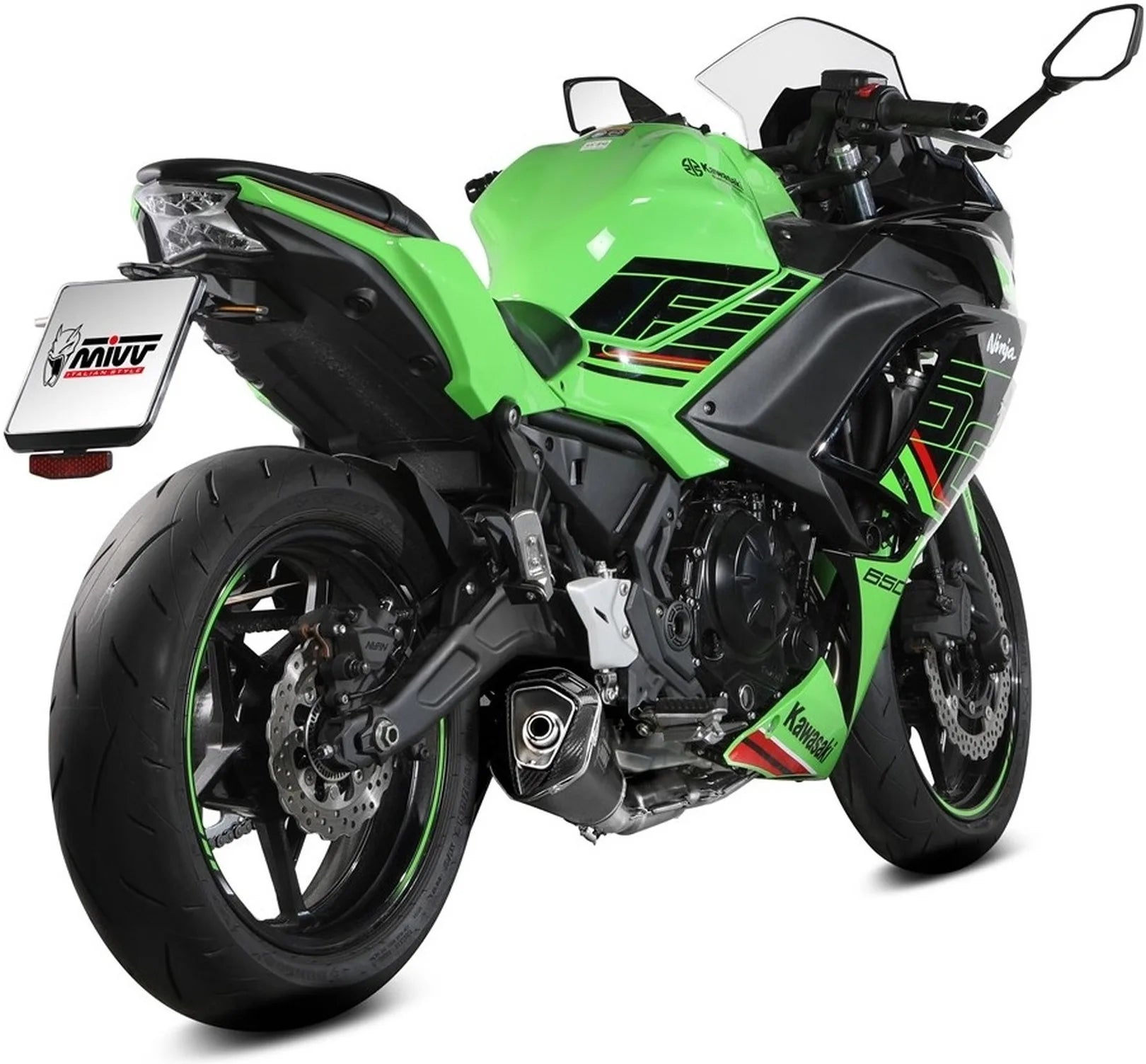 Complete Catalytic Exhaust System With Sound Certification Delta Race Steel Black Carbon - Mivv Compatible With Kawasaki Z 650 (2024)