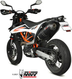 Catalytic Exhaust Tip With Sound Certification Oval Steel Black Carbon - Mivv Compatible With Ktm 690 Smc R (2020-2024)