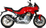 Complete Non-Catalytic Exhaust System With Sound Certification Delta Race Stainless Steel Carbon - Mivv Compatible With Moto Guzzi V 100 Mandello 1000 (2022-2024)