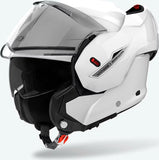 Flip-Up Motorcycle Helmet Airoh Mathisse Ii - Mth214 Thermoplastic Hrt Gloss White Color Size Xxxl