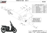 Catalytic Exhaust Tip With Sound Certification Mover Steel Black - Mivv Compatible With Honda Sh 300 (2007-2020)