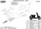 Catalytic Exhaust Tip With Sound Certification Mover Steel Black - Mivv Compatible With Piaggio Vespa Gts 300 (2008-2020)