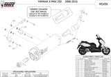 Catalytic Exhaust Tip With Sound Certification Mover Steel Black - Mivv Compatible With Yamaha X-Max 250 (2006-2016)