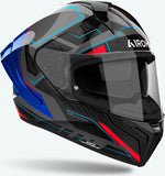 Full-Face Motorcycle Helmet Airoh Matryx - Mxrk18 Composite Carbon Blue Red Glossy Rocket Size Xxl