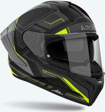 Full-Face Motorcycle Helmet Airoh Matryx - Mxrk31 Composite Carbon Matte Yellow Rocket Size L