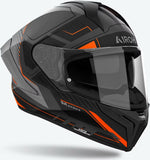 Full-Face Motorcycle Helmet Airoh Matryx - Mxrk32 Composite Carbon Matte Orange Rocket Size S