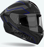 Full-Face Motorcycle Helmet Airoh Matryx - Mxse18 Composite Carbon Matte Blue Sentinel Size M