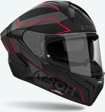 Full-Face Motorcycle Helmet Airoh Matryx - Mxse55 Composite Carbon Matte Red Sentinel Size Xxl