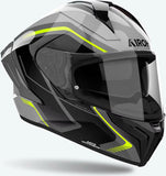 Full-Face Motorcycle Helmet Airoh Matryx - Mxw31 Composite Carbon Gloss Yellow Wide Size Xxl