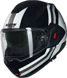 Flip-Up Travelling Motorcycle Helmet Nolan N120-1 Black / White / Silver Lineo 348 Size Xxxl