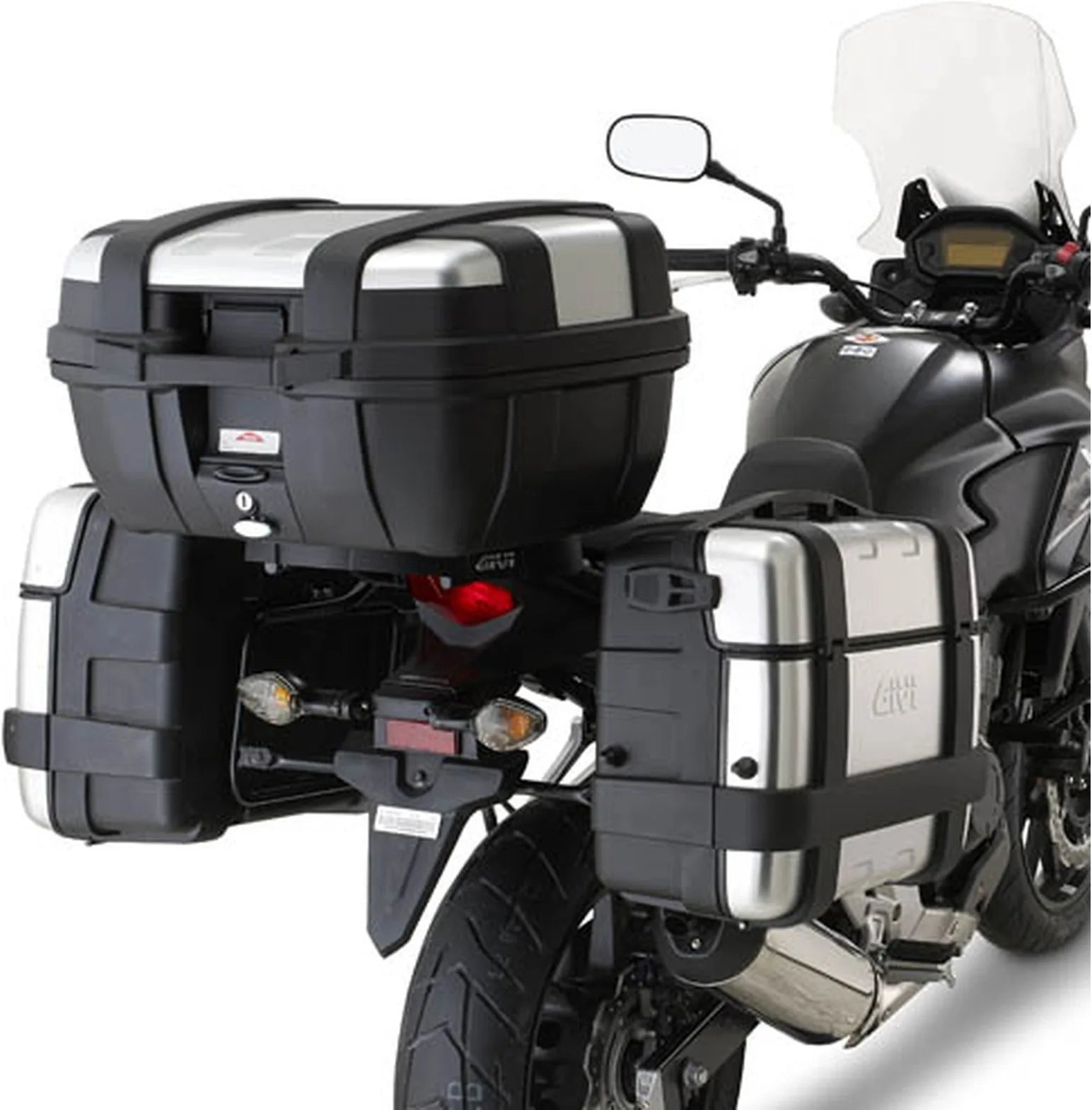 Monokey Trekker Black Side Cases - 66 Lt Trekker Aluminium - Givi Compatible With Honda Cb 500 X (2013-2016)