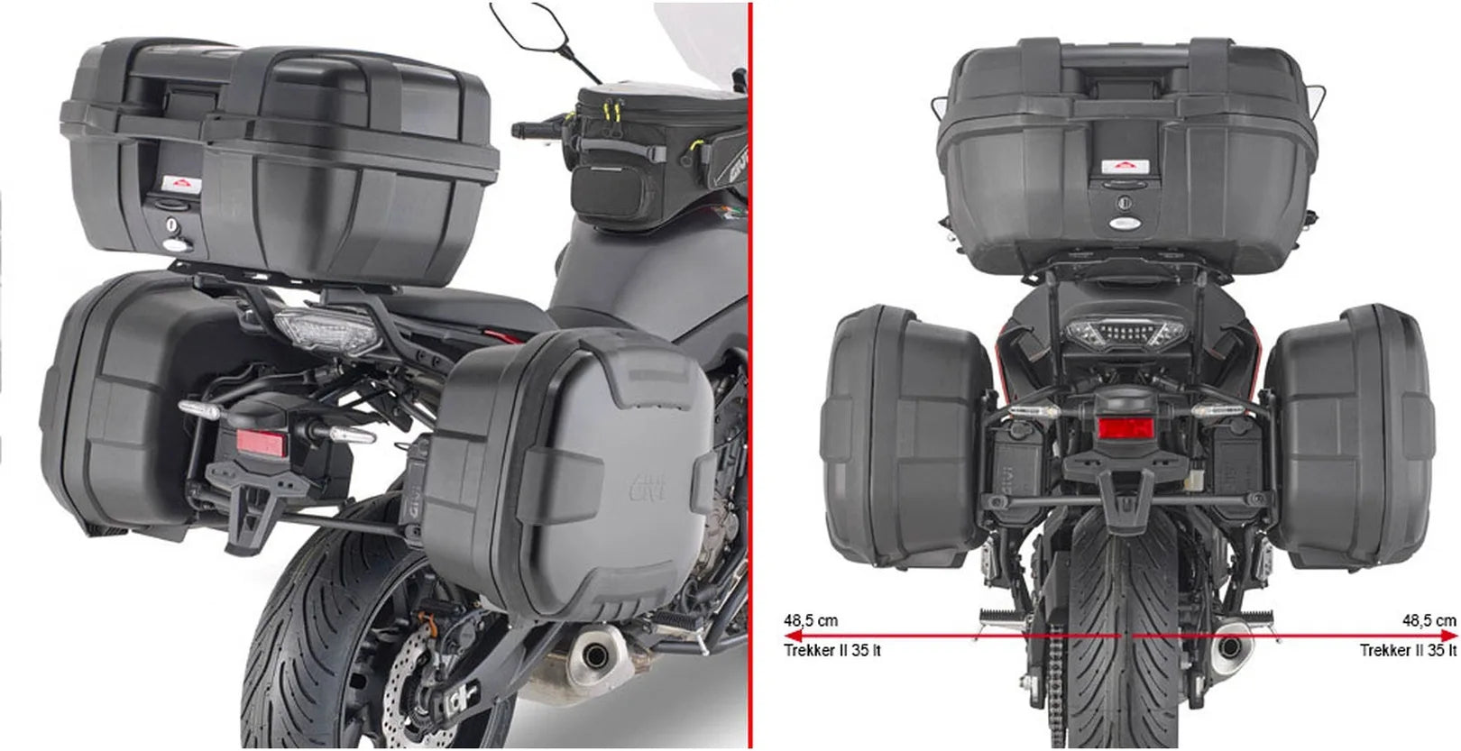 Monokey Trekker Alaska Aluminium Side Cases - 72 Lt Trekker Alaska Aluminium - Givi Compatible With Yamaha Tracer 7 - Gt (2020-2024)