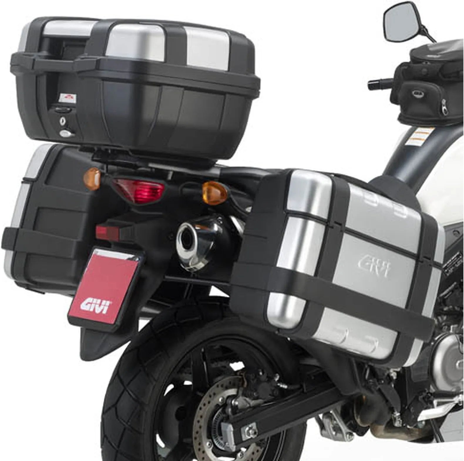 Monokey Black Side Cases - 44 Lt Technopolymer - Givi Compatible With Suzuki Dl 650 V-Strom L2 L3 L4 L5 L6 (2011-2016)
