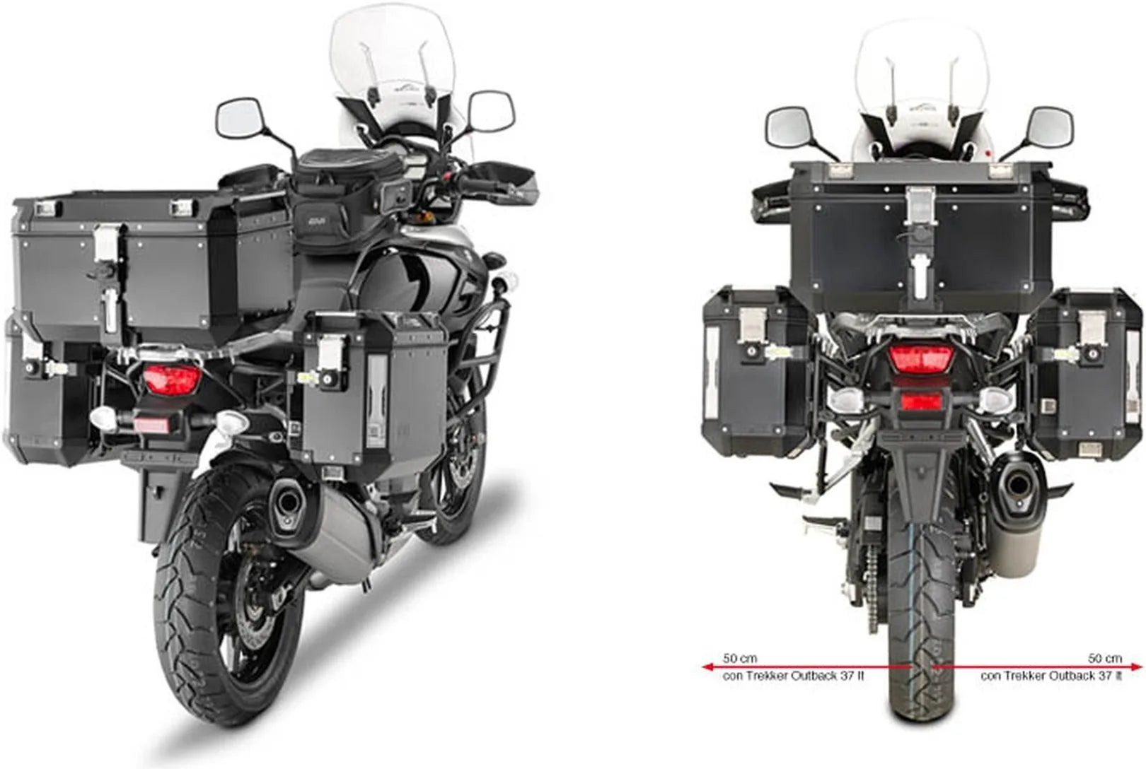 Monokey Cam-Side Canyon Black Side Bags - 60 Lt Canyon Nylon - Givi Compatible With Suzuki Dl 1000 V-Strom (2014-2016)