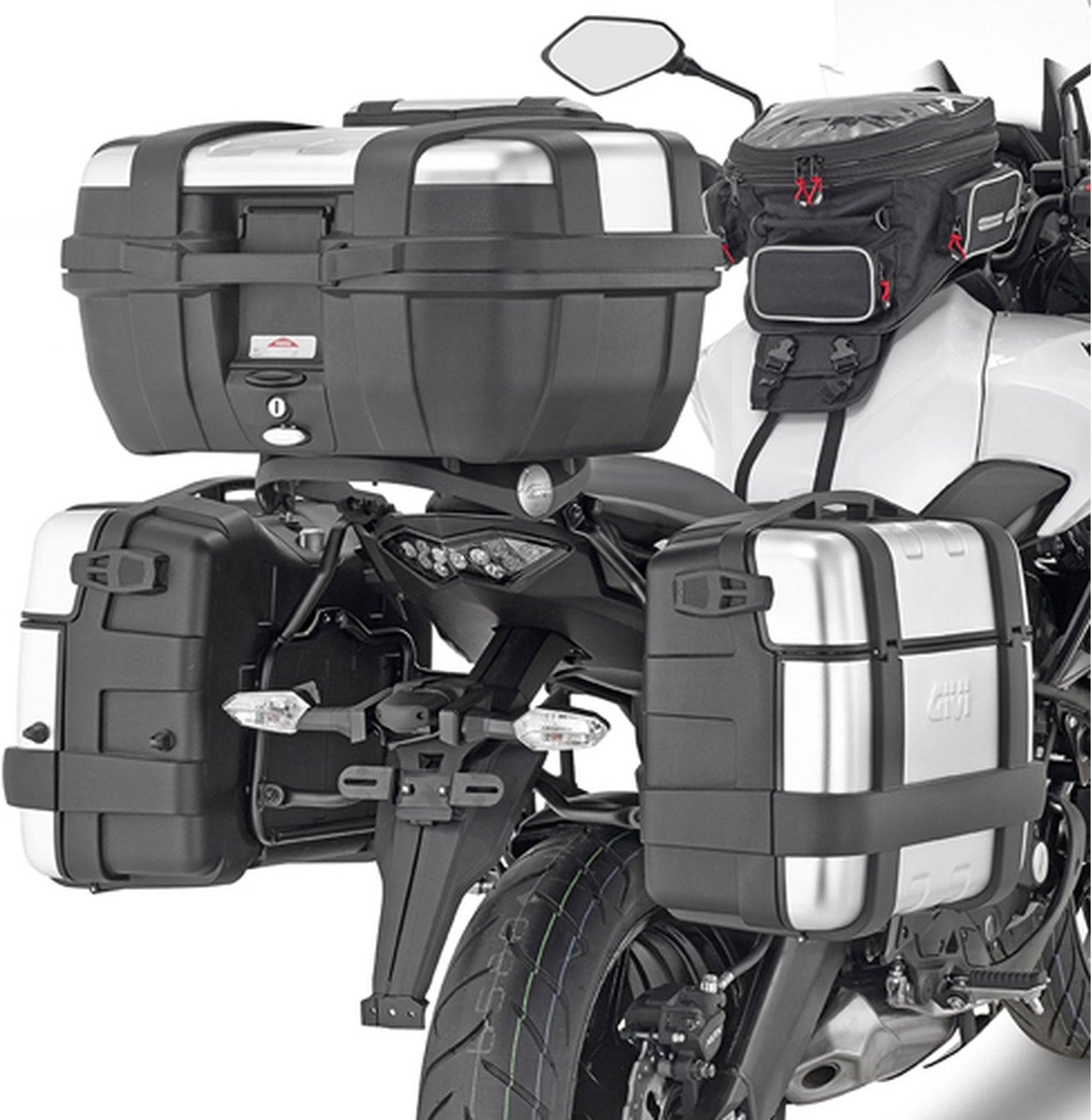 Vision Black Top Case + Side Cases - 78 Lt Vision Technopolymer - Givi Compatible With Kawasaki Versys 650 (2015-2021)