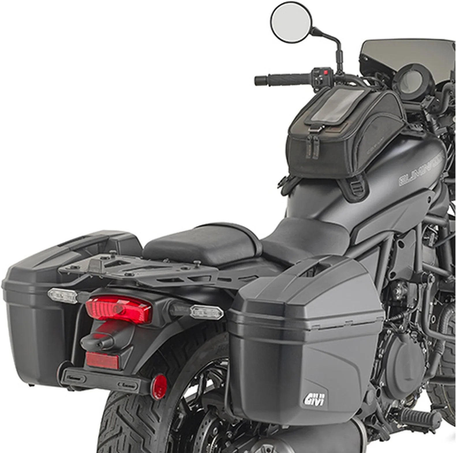 Monokey Trekker Dolomiti Black Aluminium Side Cases - 72 Lt Trekker Dolomiti Aluminium - Givi Compatible With Kawasaki Eliminator 500 (2024)