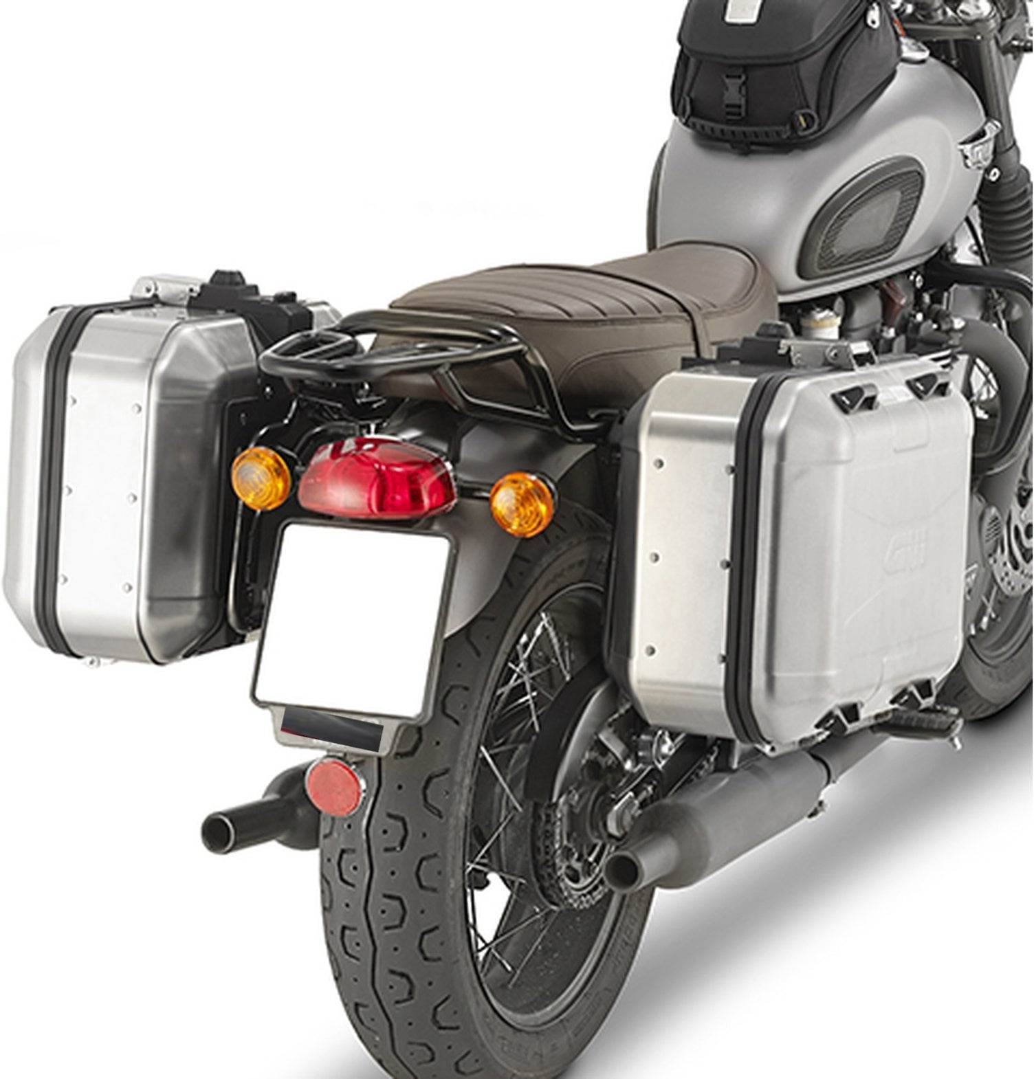 Vision Black Tech Top Case + Side Cases - 78 Lt Vision Technopolymer - Givi Compatible With Triumph Bonneville T100 (2017-2022)