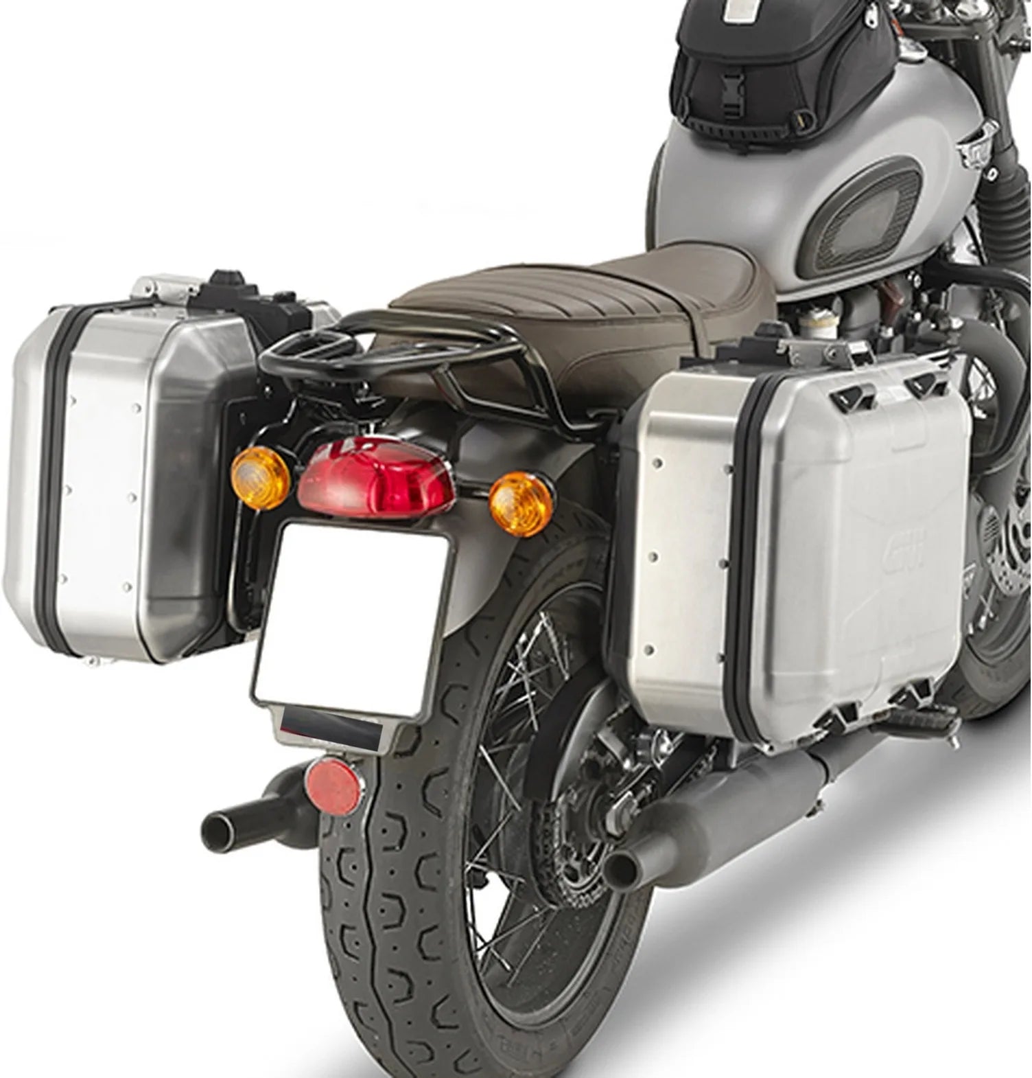 Vision Black Tech Top Case + Side Cases - 78 Lt Vision Technopolymer - Givi Compatible With Triumph Bonneville T100 (2017-2022)